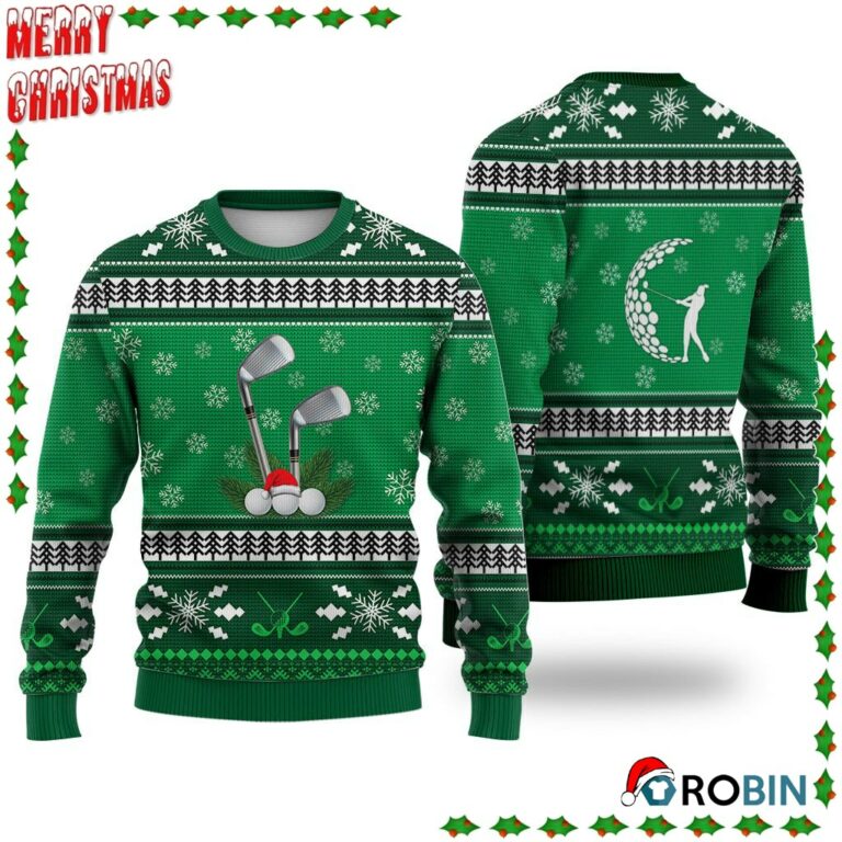 Golf Pattern Falling Snowflakes Ugly Sweatshirt, Sweater