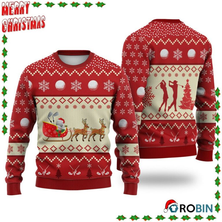 Golf Reindeer Christmas Ugly Sweatshirt, Sweater