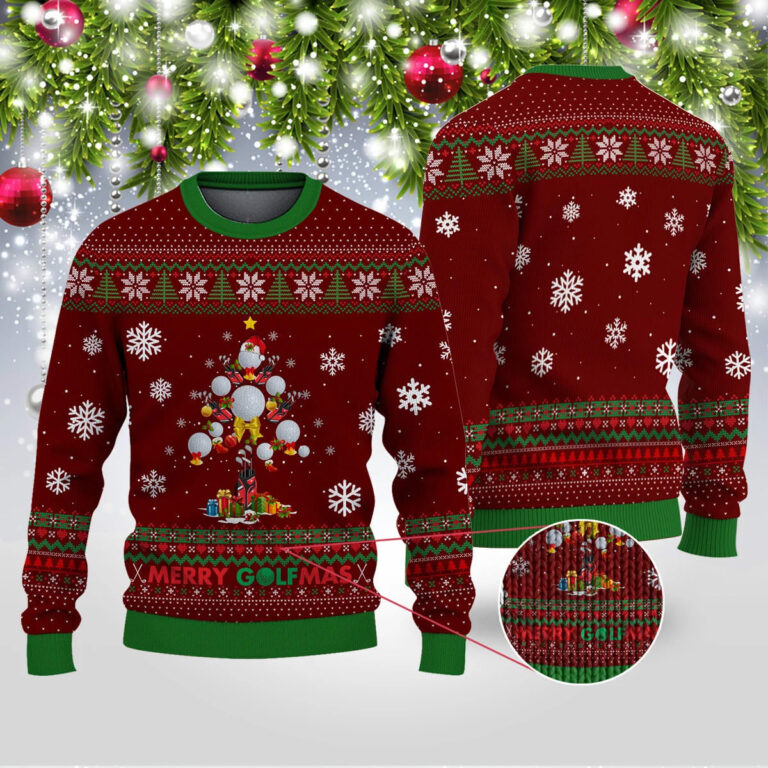 Golfer Mery GolfMas Pine Golf Red Green Ugly Sweatshirt, Sweater