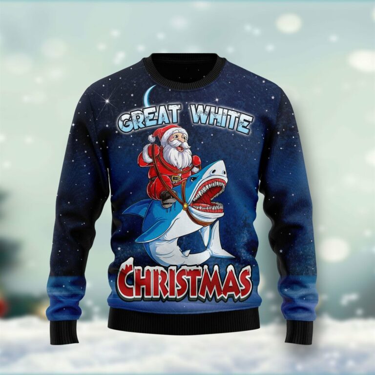 Great White Christmas Shark Ugly Sweatshirt, Sweater