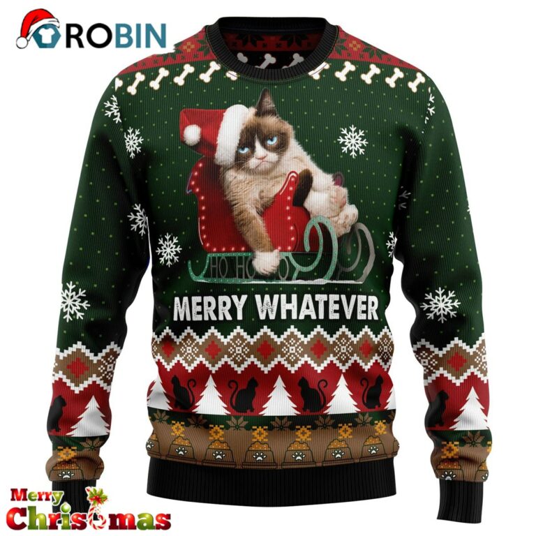 Grumpy Cat Christmas Graphic Sweater – Ugly Christmas Sweater – Lover Xmas Sweater Gift