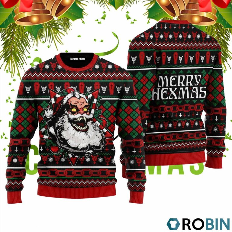 Hail Santa Merry Hexmas Ugly Christmas Sweater RB4237