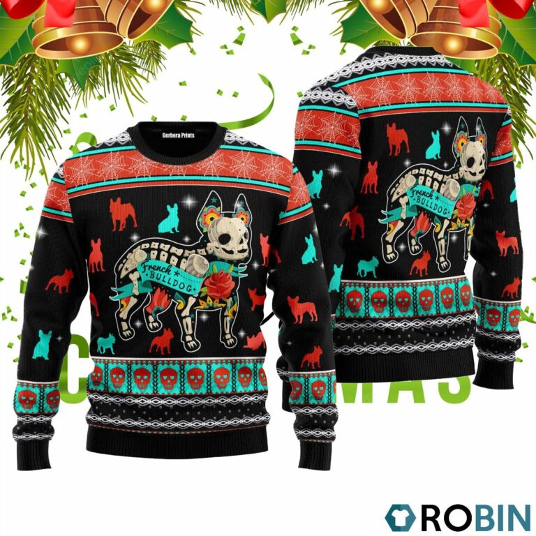 Halloween Skeleton French Bulldog Ugly Christmas Sweater RB4522