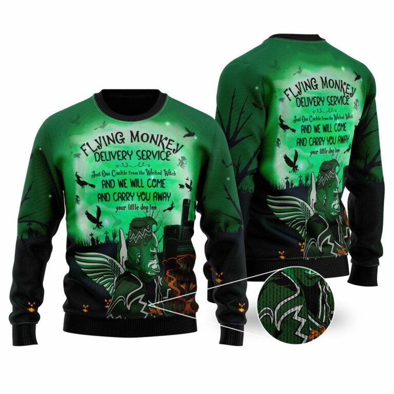Halloween Witchcraft Flying Monkey Christmas Ugly Sweatshirt, Sweater