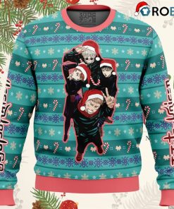 happy dub cast jujutsu kaisen ugly christmas sweater 1 8t9l4