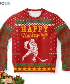 happy hockeydays ugly christmas sweatshirt sweater 1 zwrs1f