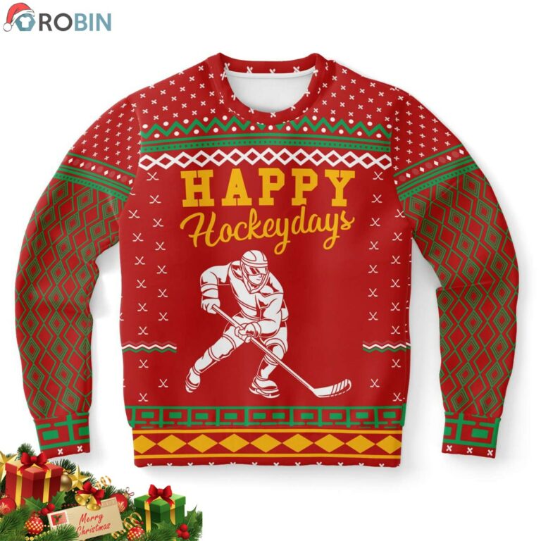Happy Hockeydays Ugly Christmas Sweatshirt, Sweater