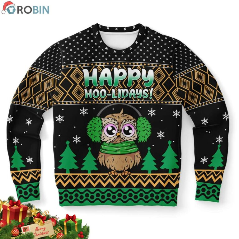 Happy Hoo-Lidays Owl Ugly Christmas Sweatshirt, Sweater