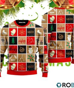 Happy Winter Merry Christmas Pattern 3D Print Ugly Christmas Sweater RB2203
