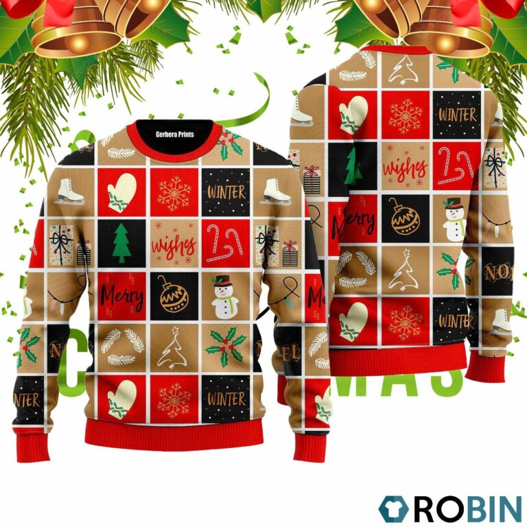 Happy Winter Merry Christmas Pattern 3D Print Ugly Christmas Sweater RB2203