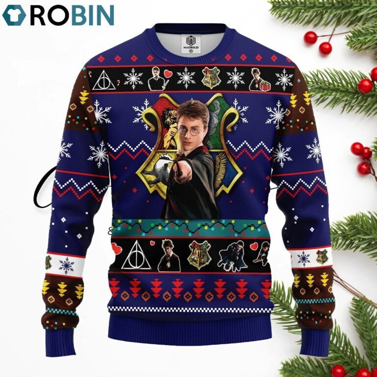Harry Potter Ugly Christmas Sweater Blue