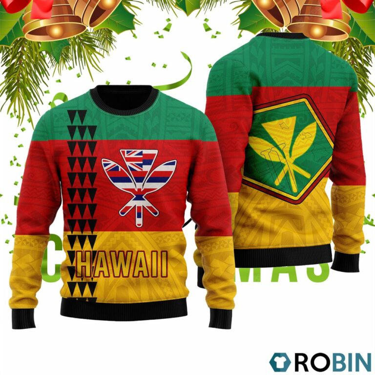 Hawaii Kanaka Flag Ugly Christmas Sweater RB2099