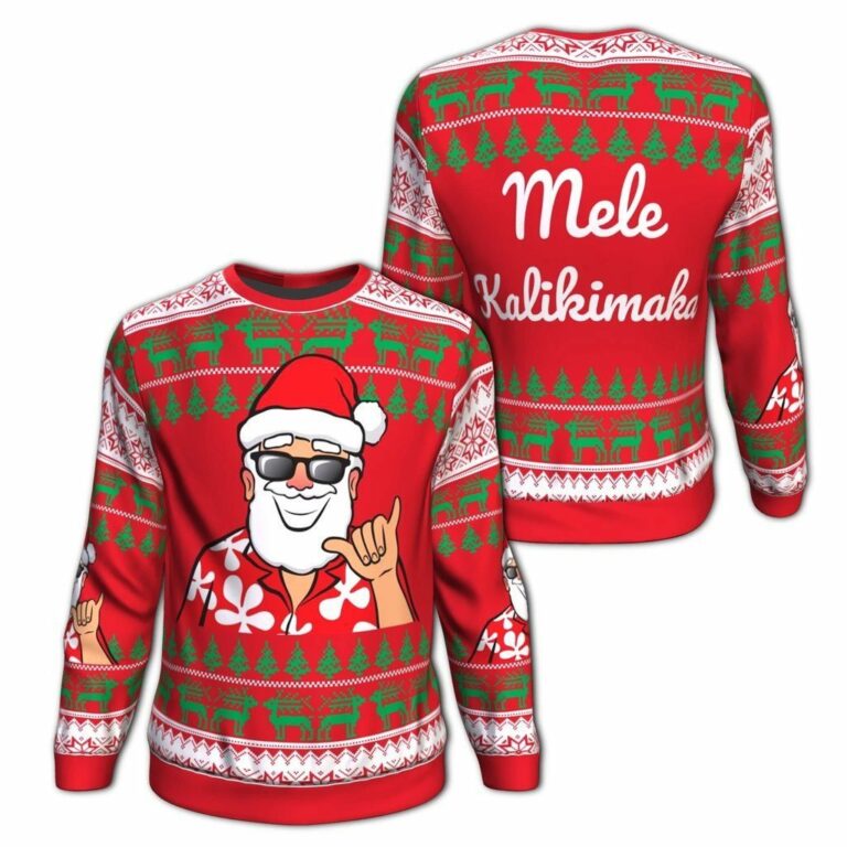 Hawaii Santa Claus Funny Ugly Sweatshirt, Sweater