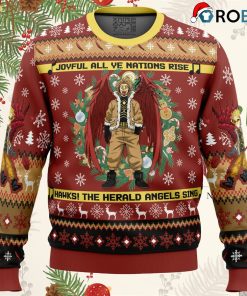 hawks singing christmas song my hero academia ugly christmas sweater 1 vPcPN