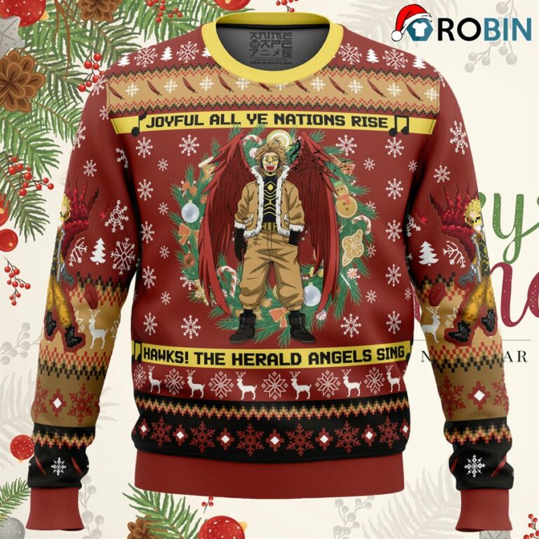 Hawks Singing Christmas Song My Hero Academia Ugly Christmas Sweatshirt, Sweater