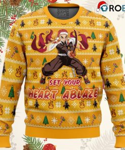 heart ablaze rengoku demon slayer christmas sweater 1 O9fGW