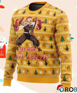 Heart Ablaze Rengoku Demon Slayer Christmas Sweater Heart Ablaze Rengoku Demon Slayer Christmas Sweater
