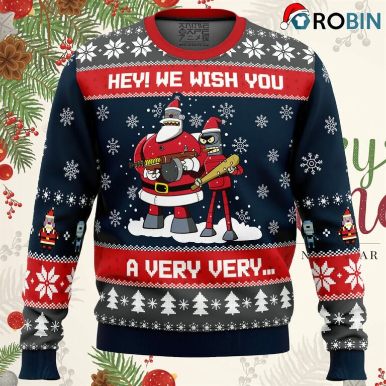 Hey! We Wish You A Futurama Ugly Christmas Sweatshirt, Sweater