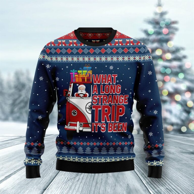 Hippie Bus What A Long Strange Trip Its Been Christmas Ugly Sweatshirt, Sweater