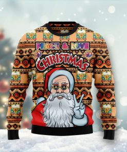 Hippie Santa Claus Peace And Love Christmas Ugly Sweatshirt, Sweater