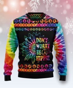 Hippie Tie Dye Color Ugly Sweatshirt, Sweater