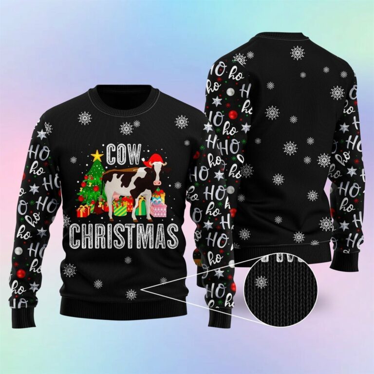 Ho Ho Ho Cow Christmas Ugly Sweatshirt, Sweater