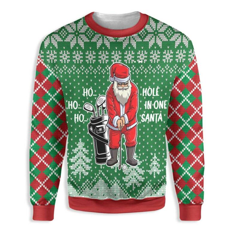 Ho Ho Ho Hole In One Santa Golf Ugly Christmas Sweatshirt – Sweater