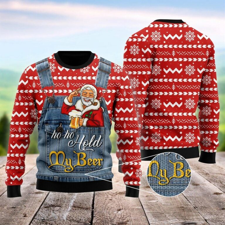 Ho Ho Hold My Beer Santa Christmas Ugly Sweatshirt, Sweater
