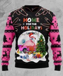 Home For The Holidays Flamingo Christmas Ugly Sweatshirt, Sweater