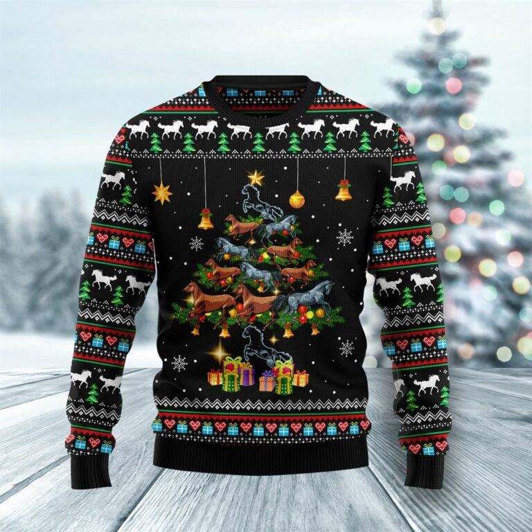 Horse Christmas Tree Christmas Ugly Sweatshirt, Sweater