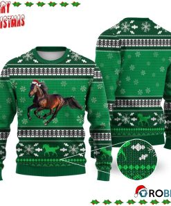 Horse Pattern Falling Snowflakes Ugly Sweatshirt, Sweater