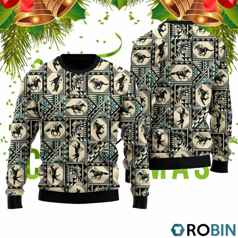 Horse Racing Native Ugly Christmas Sweater RB2437