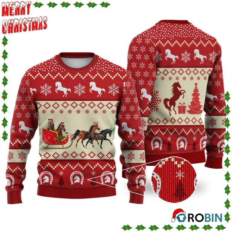 Horse Reindeer Christmas Ugly Sweatshirt, Sweater