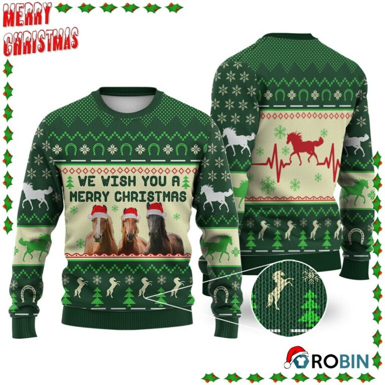 Horses We Wish You A Merry Christmas Ugly Sweatshirt, Sweater