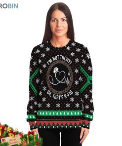 i am not tachy ok thats a fib nurse ugly christmas sweater 3 puebxw