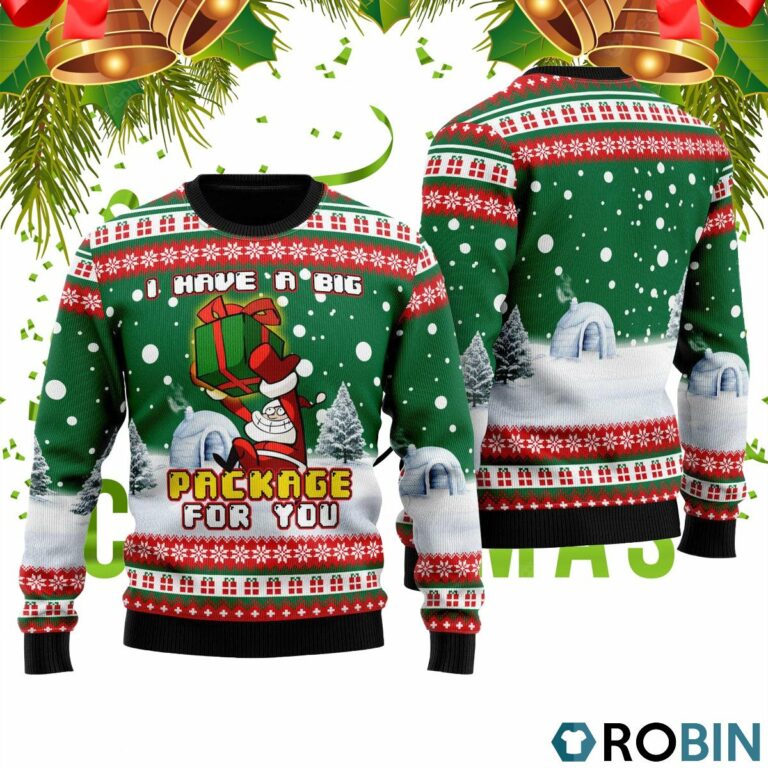 I Have A Big Package For You Christmas Ugly Christmas Sweater RB4549