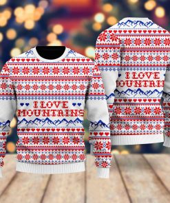 I Love Mountains Pattern Ugly Sweatshirt, Sweater