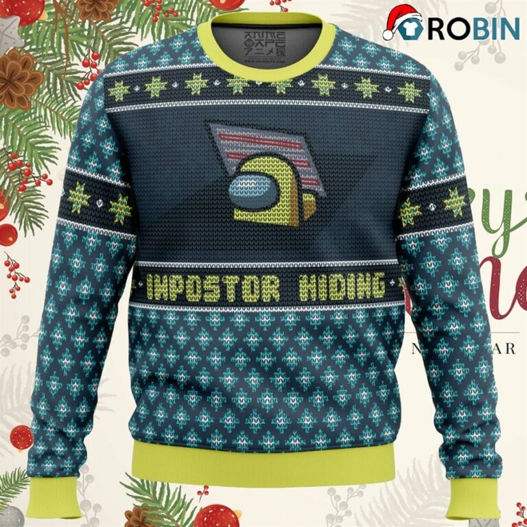 Impostor Hiding Among Us Ugly Christmas Sweatshirt, Sweater