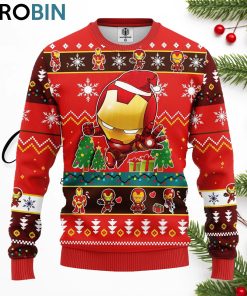 iron man chibi ugly christmas sweater red 1 e8pbhx