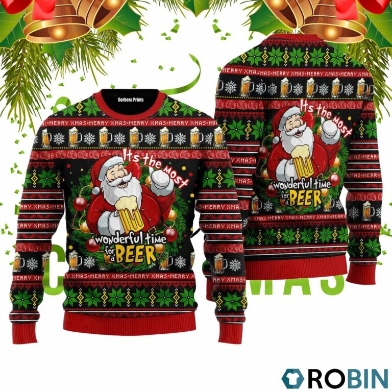 It’s The Most Wonderful Time For A Beer 3D Print Ugly Christmas Sweater RB4244