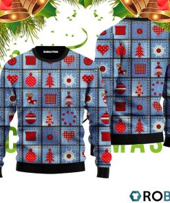 Jeans Patchwork With Applique Pattern 3D Print Ugly Christmas Sweater RB2238