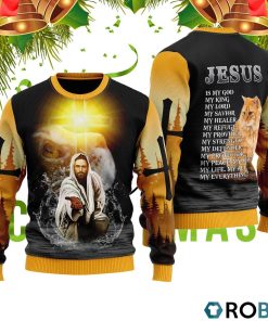 Jesus And Cat My Everything Ugly Christmas Sweater RB2403