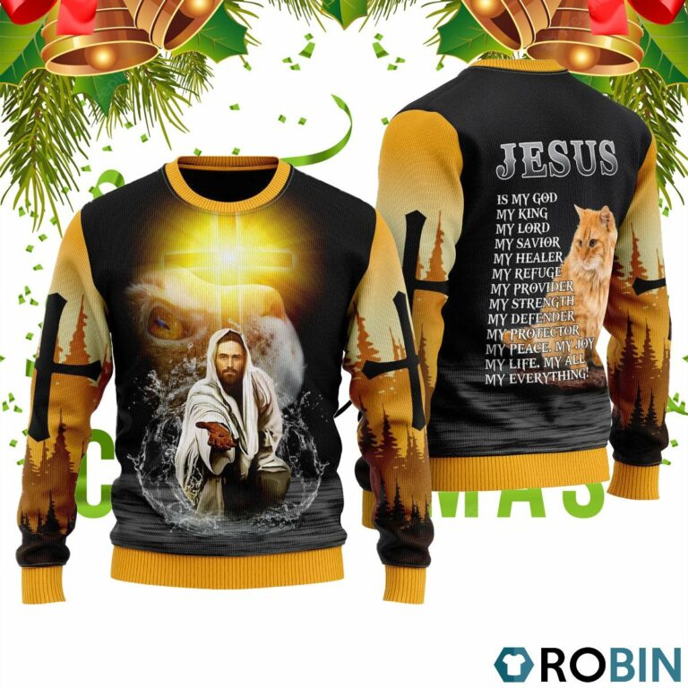 Jesus And Cat My Everything Ugly Christmas Sweater RB2403