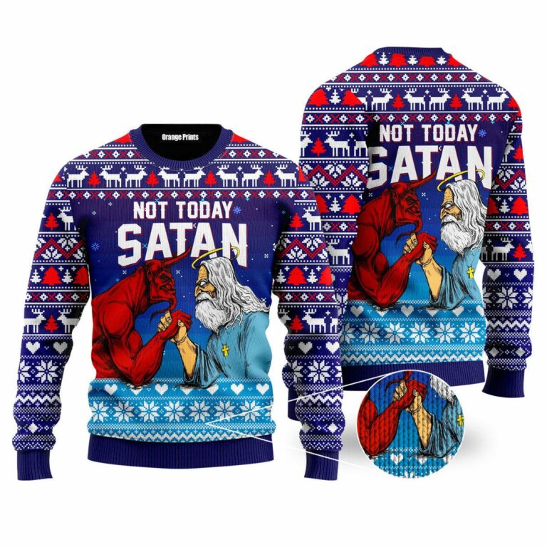 Jesus Not To Day Satan Christmas Ugly Sweatshirt, Sweater