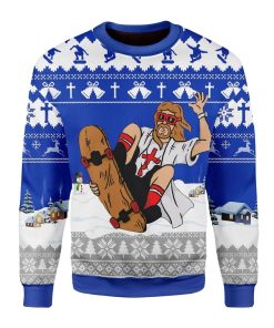 Jesus Skateboarding Christmas Ugly Christmas Sweater RB3442