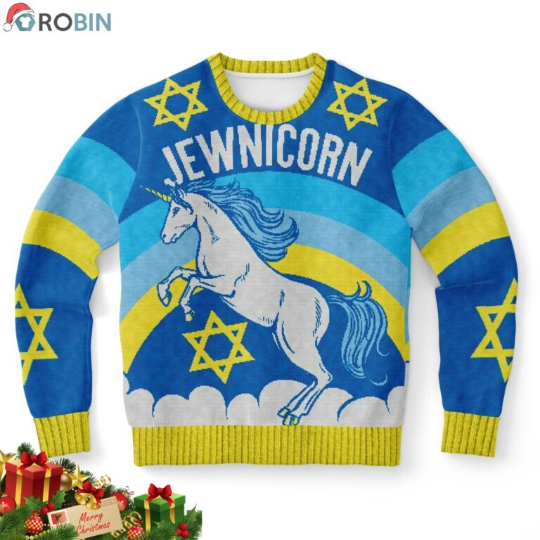 Jewnicorn Star Of David Ugly Christmas Sweatshirt, Sweater