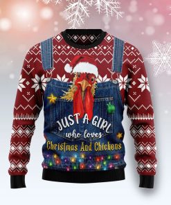 Just A Girl Who Loves Christmas And Chickens Ugly Sweatshirt, Sweater