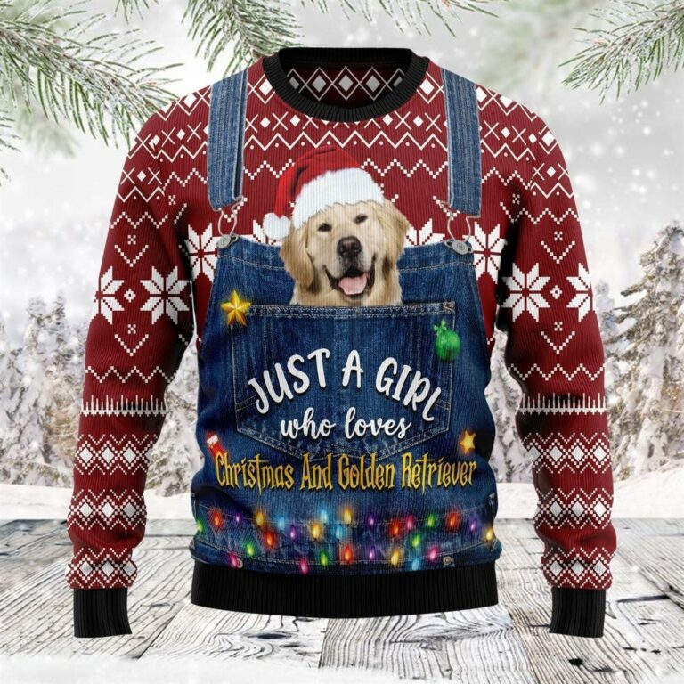 Just A Girl Who Loves Christmas And Golden Retriever Ugly Sweatshirt, Sweater