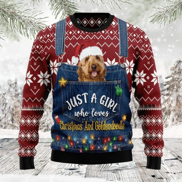 Just A Girl Who Loves Christmas And Goldendoodle Christmas Ugly Sweatshirt, Sweater