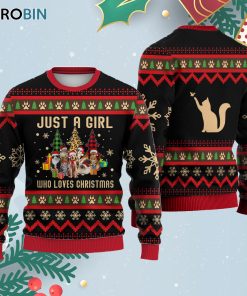 Just A Girl Who Loves Christmas Cat Ugly Christmas Sweatshirt – Sweater